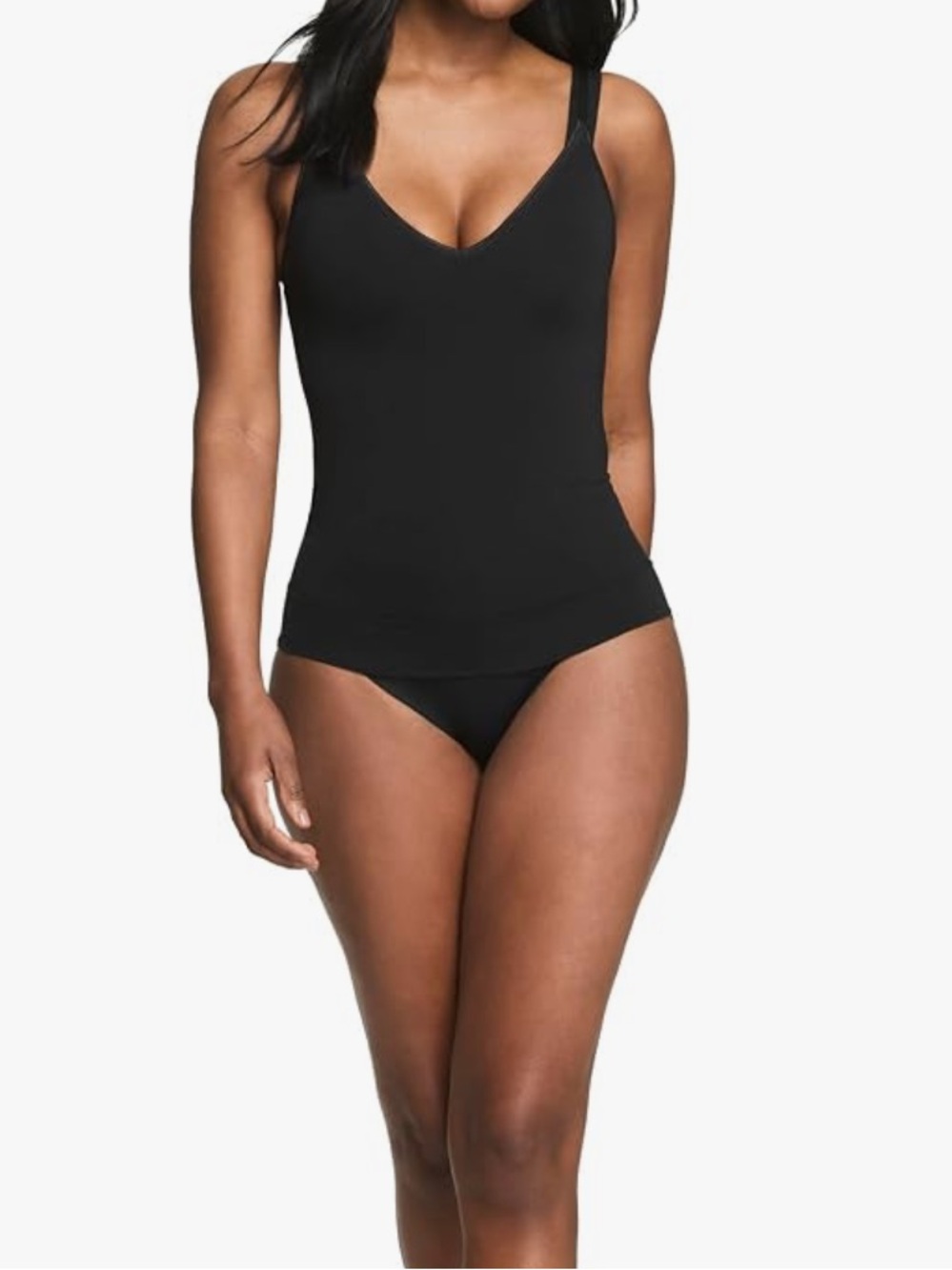 NWT Spanx Assets V-Neck Cami tank top black size Large